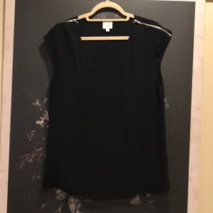 Parker zip sleeve blouse - black - 100% silk